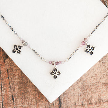Small Pink Beaded Meraki Charm Necklace