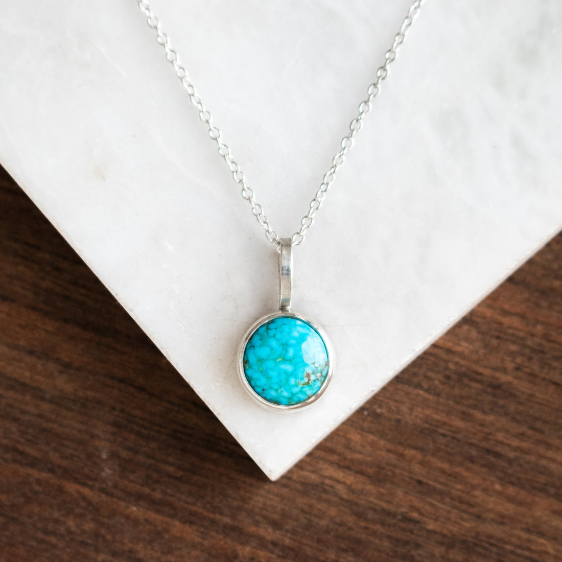 Kingman Turquoise Round Silver Necklace