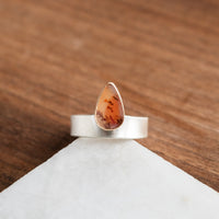 Size 8 | Orange Dendritic Agate Teardrop Ring