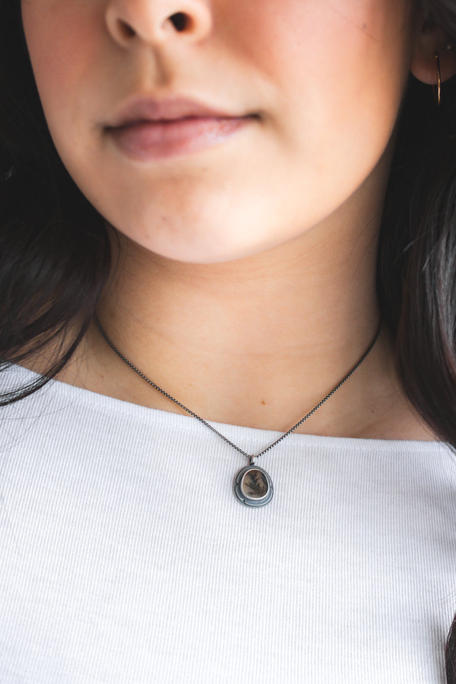 Dendritic Agate Anchor Necklace