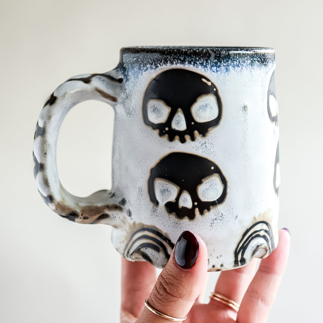 Double Row White Skull Mug no.2