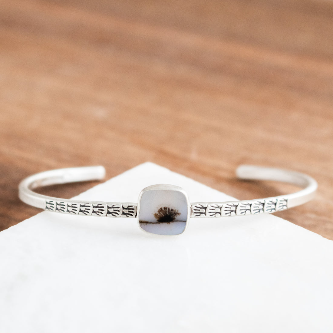 Dendritic Agate Square Stamped Cuff