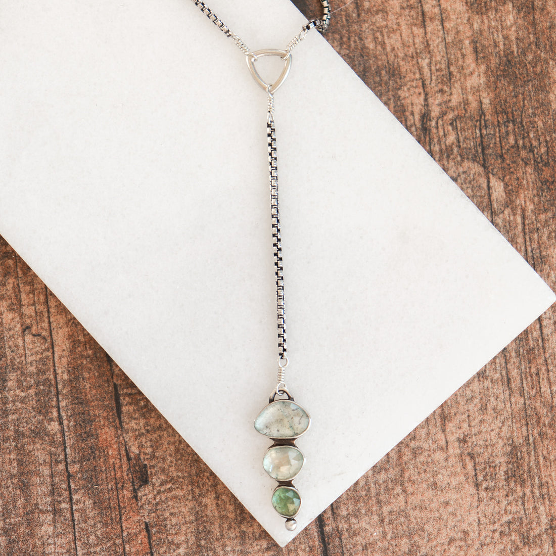 Blue Tourmaline "Y" Necklace no.2