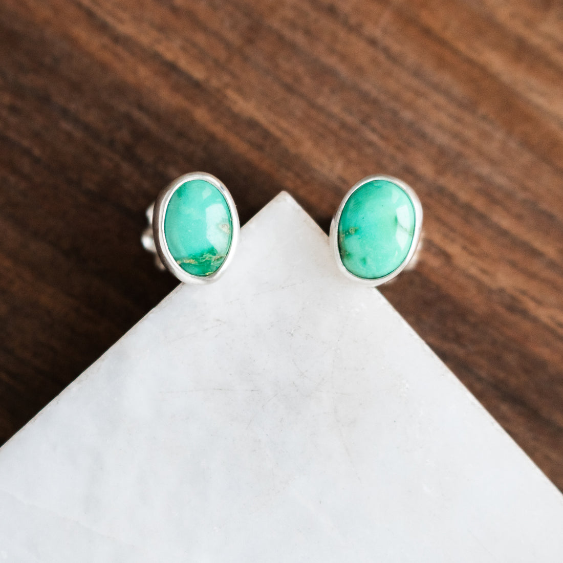 Green Sonoran Turquoise Oval Stud Earrings