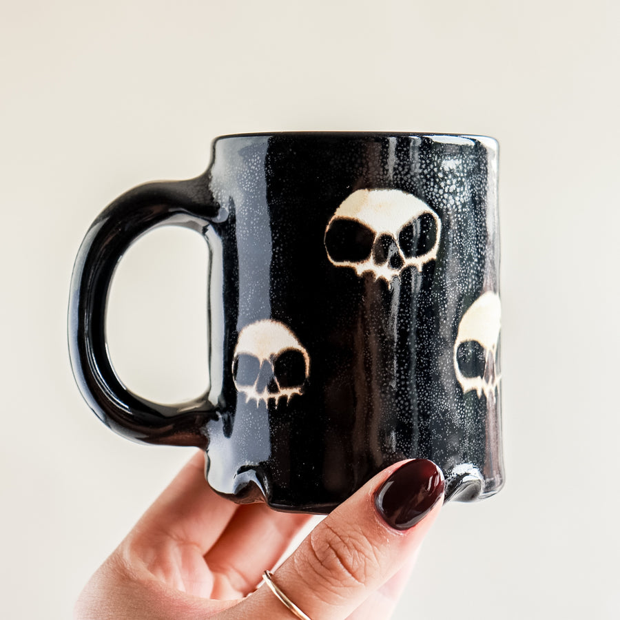 Five Skull Black Mug