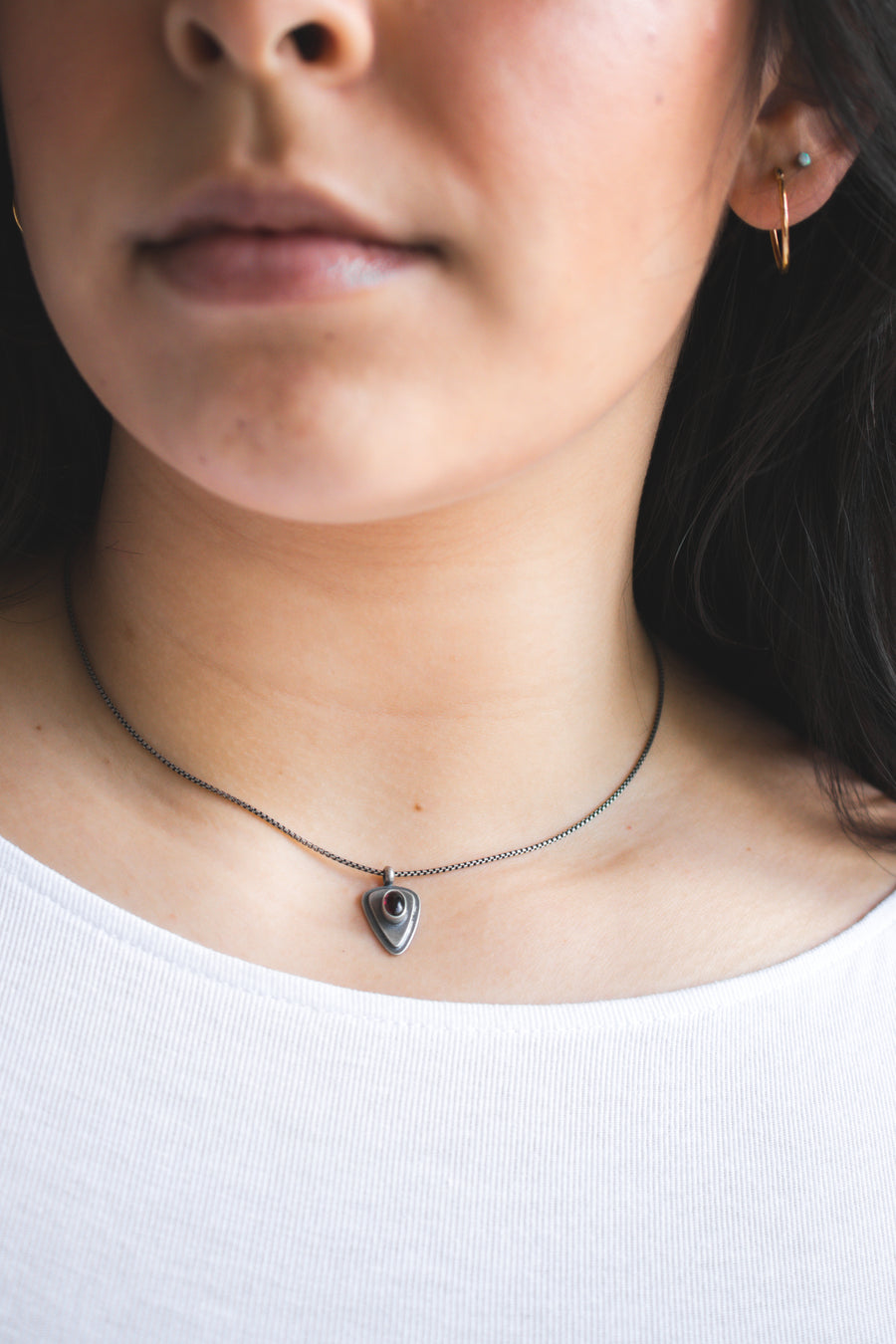 Garnet Anchor Necklace
