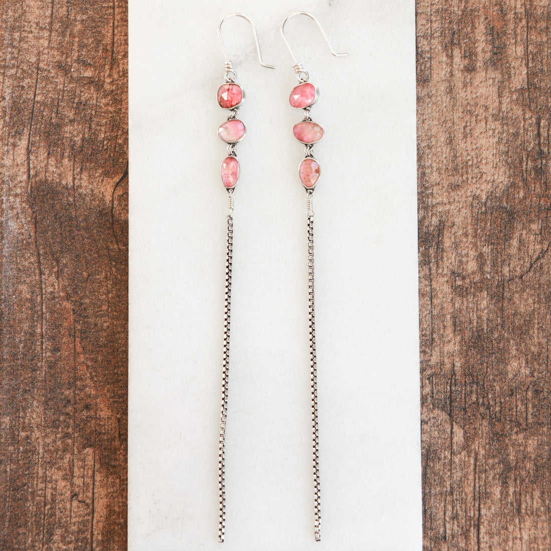 Pink Tourmaline Dangle Earrings