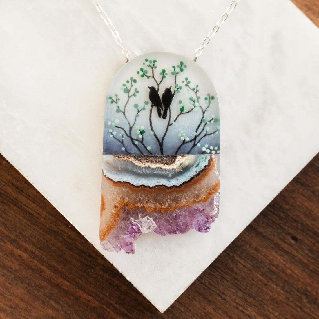 Two Birds Crystal Necklace