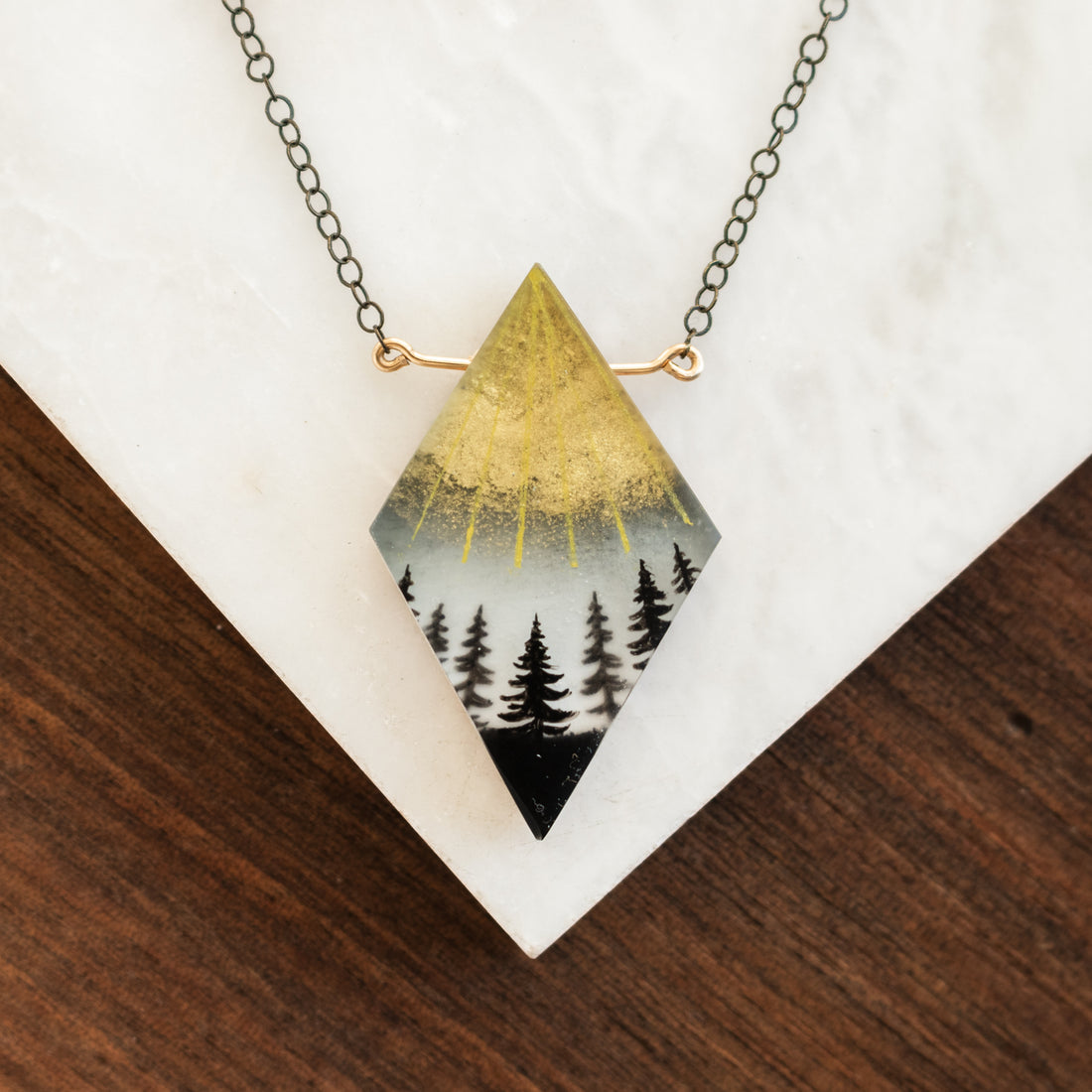 Falling Gold Painted Necklace