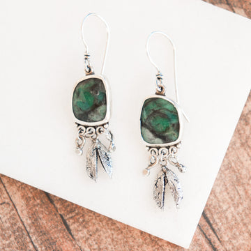 Emerald + Seed Pods Earrings