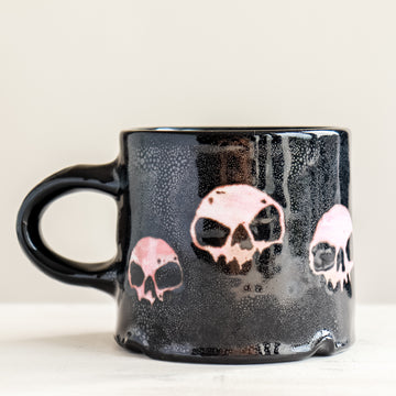 Six Pink Skull Black Mug