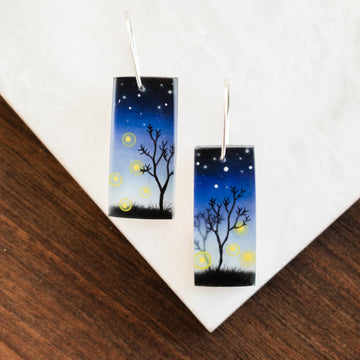Fireflies Painted Earrings
