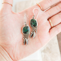 Emerald + Seed Pods Earrings