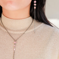 Pink Tourmaline 3 Stone "Y" Necklace