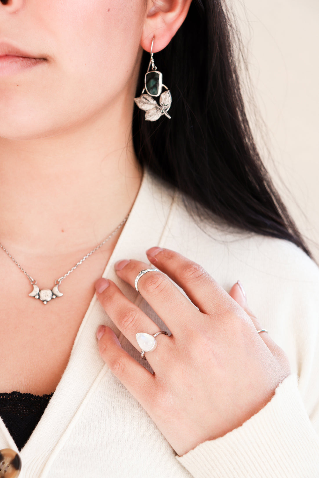 Emerald Rose Leaf Earrings