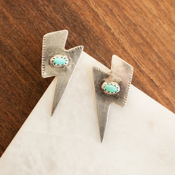 Lightning Bolt Turquoise Stud Earrings