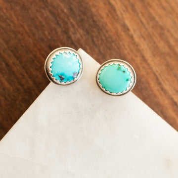 Round Turquoise Stud Earrings