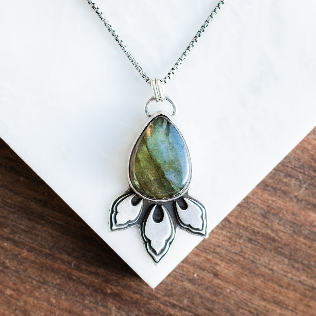 Labradorite Teardrop Purusha Necklace