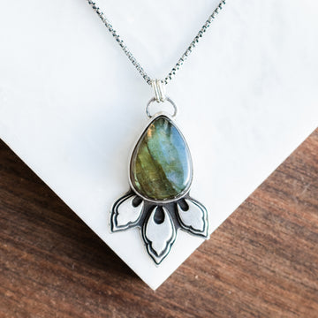 Labradorite Teardrop Purusha Necklace