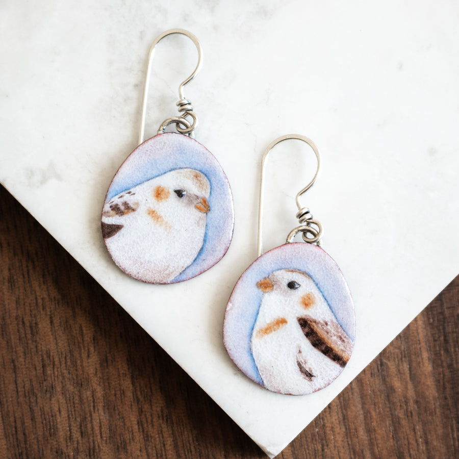 Snow Bunting Small Earrings