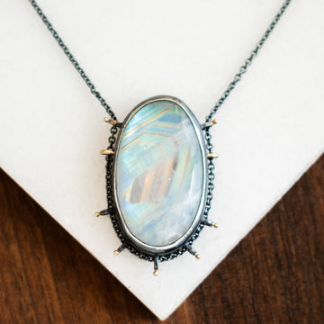 Large Rainbow Moonstone Necklace