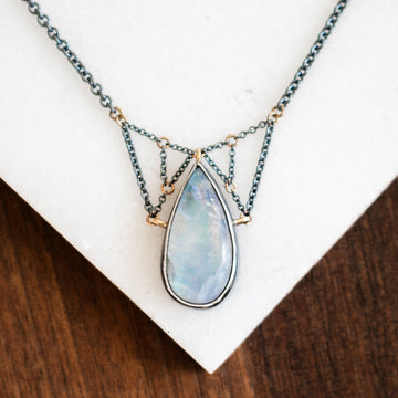 Rainbow Moonstone Suspension Necklace
