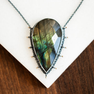 Labradorite 14k pear necklace