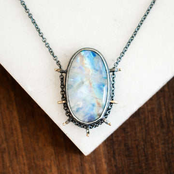 Rainbow Moonstone 14k Bail Necklace