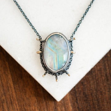 Rainbow Moonstone Medium Oval Necklace