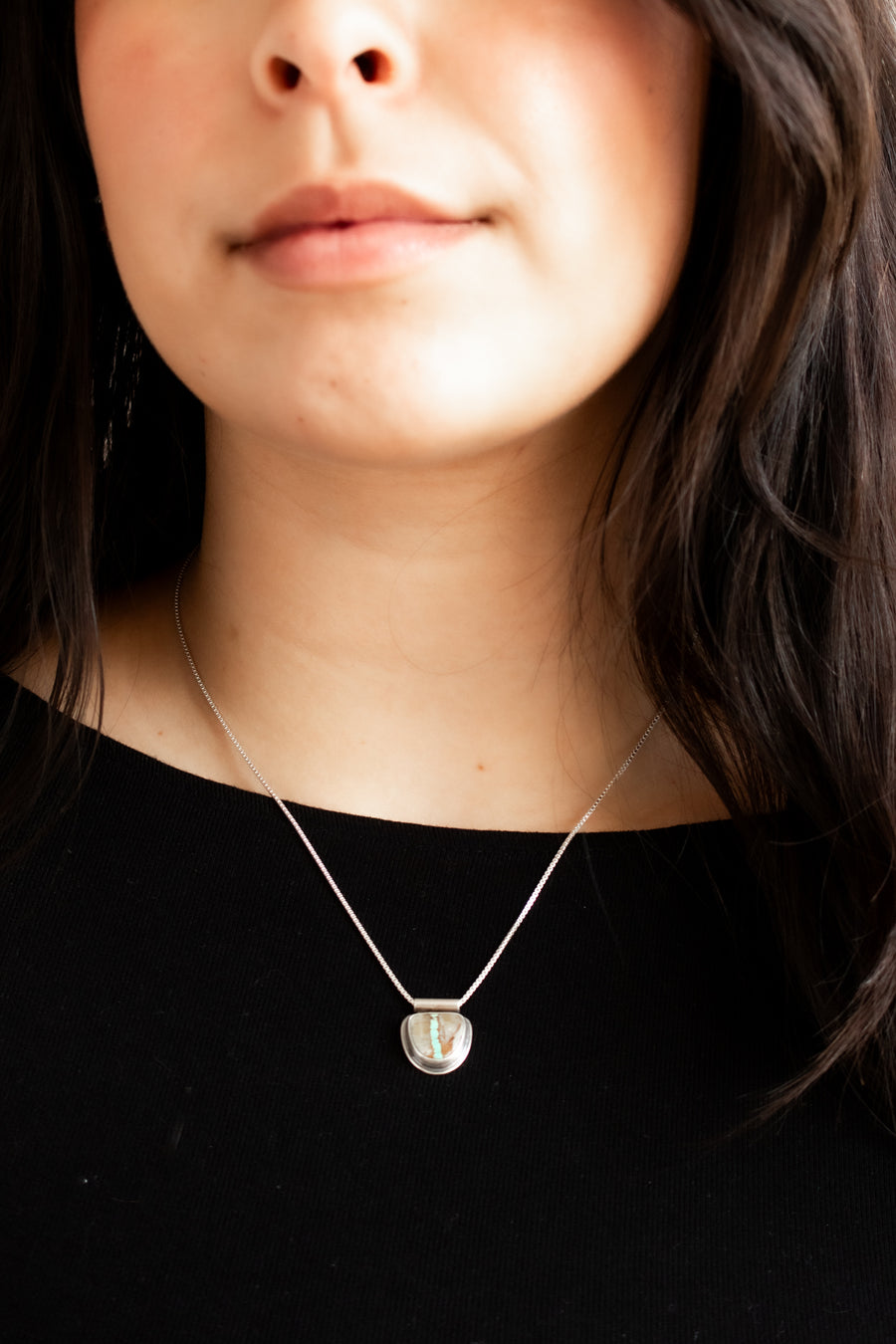 Half Moon Royston Ribbon Turquoise Necklace