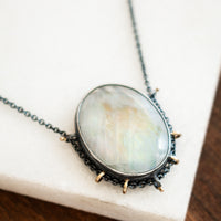 Rainbow Moonstone Oval Necklace