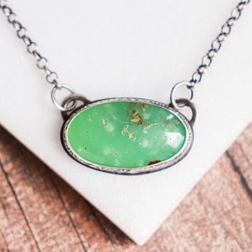 Chrysoprase Horizontal Oval Necklace