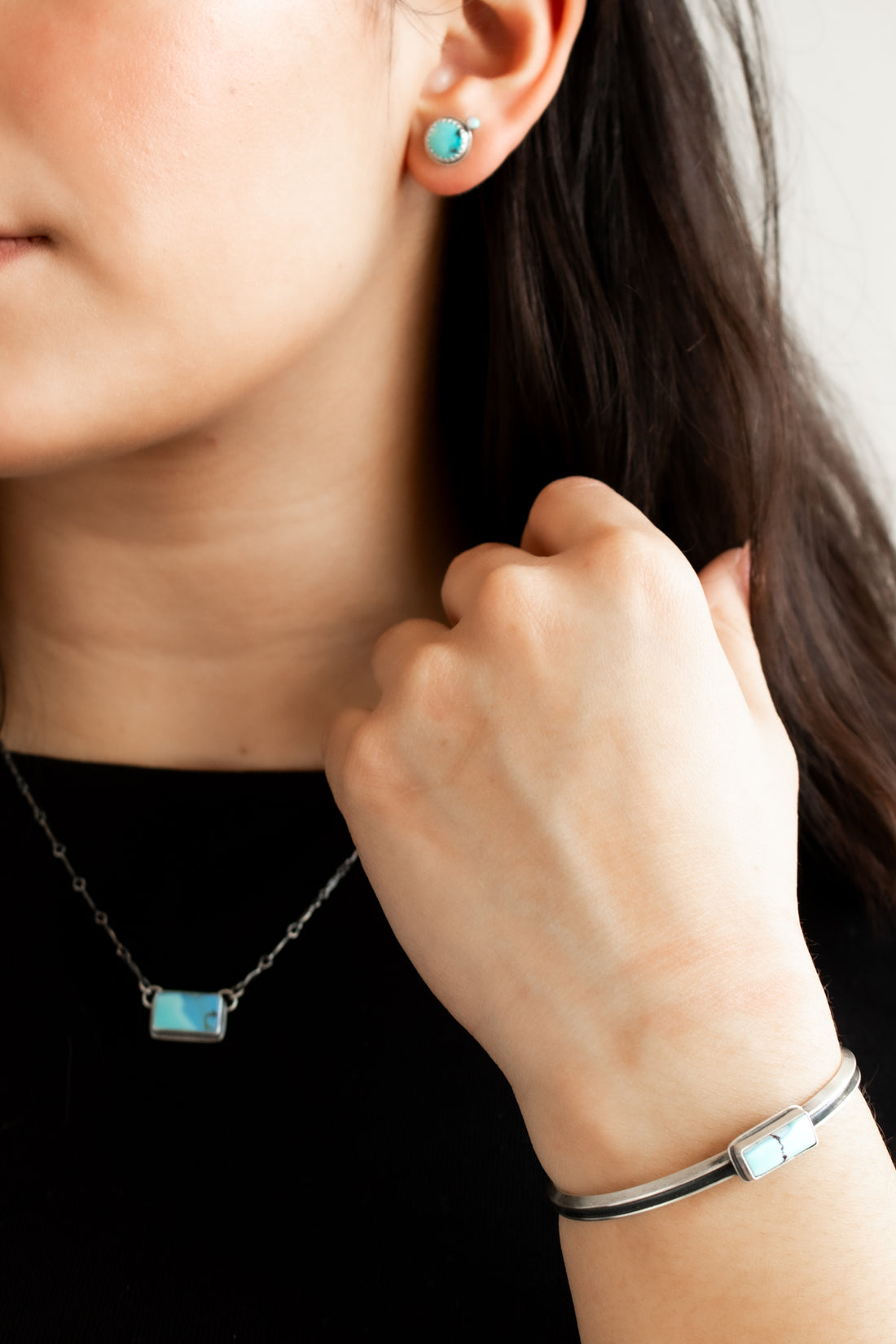 Rectangle Turquoise Double Shank Cuff