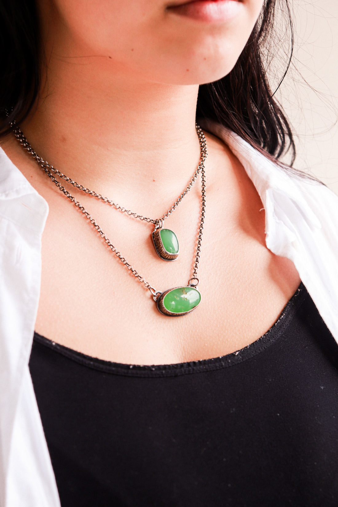 Chrysoprase Horizontal Oval Necklace