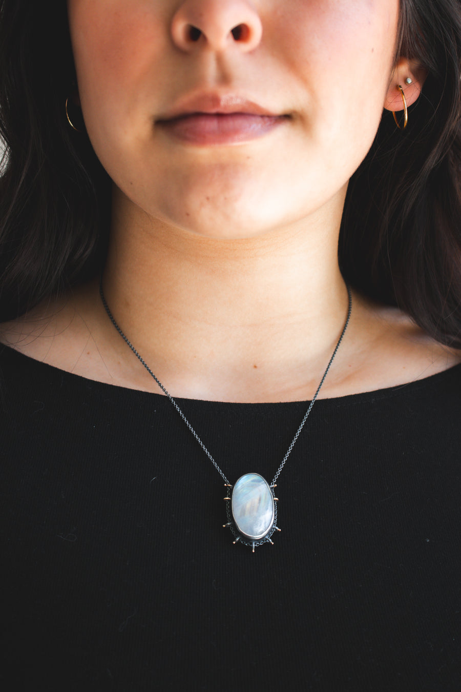 Large Rainbow Moonstone Necklace