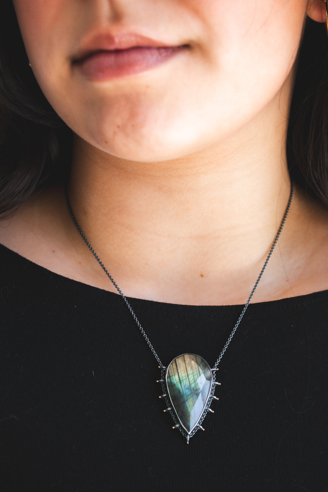 Labradorite 14k pear necklace
