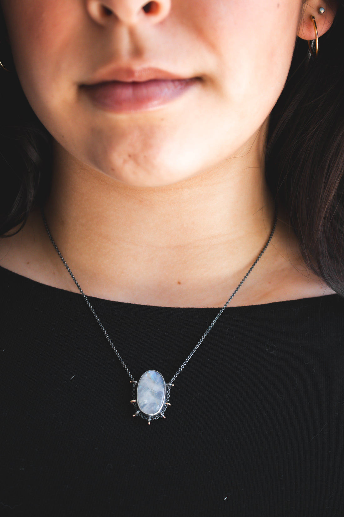 Rainbow Moonstone 14k Bail Necklace
