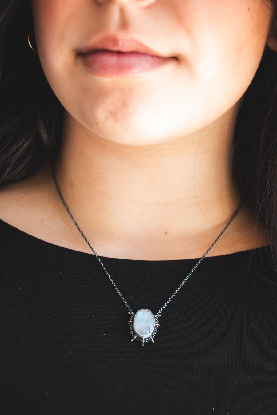 Rainbow Moonstone Medium Oval Necklace