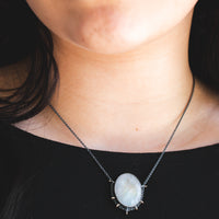 Rainbow Moonstone Oval Necklace