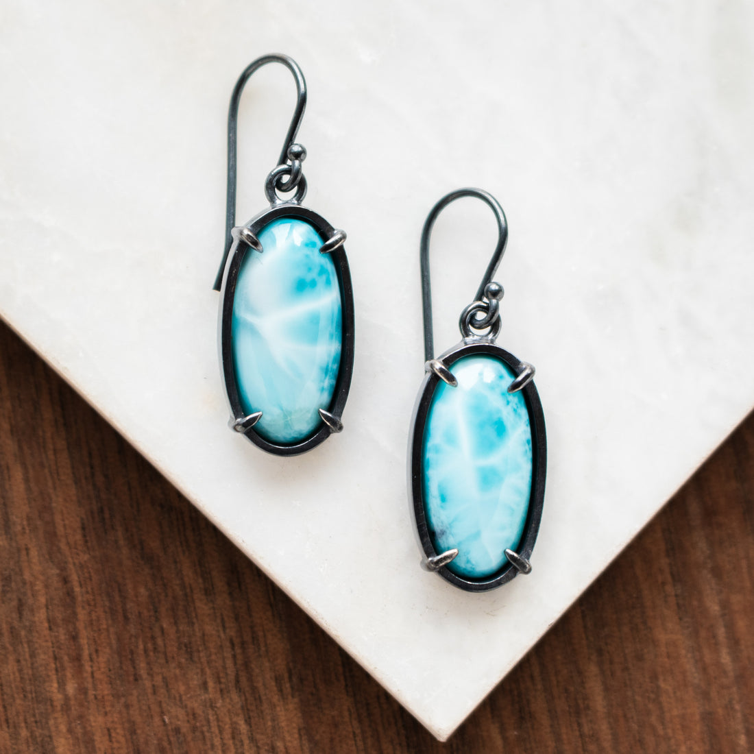Larimar Oval Earrings