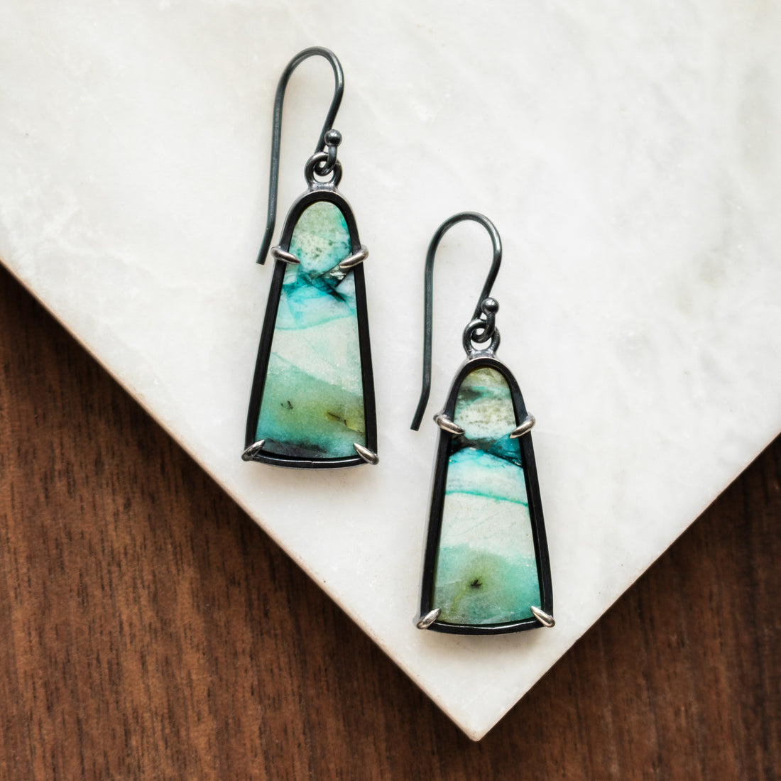 Opal Wood Short Earrings