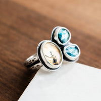 Size 8 | Kyanite/Dendritic Agate 3 Stone Ring no.2