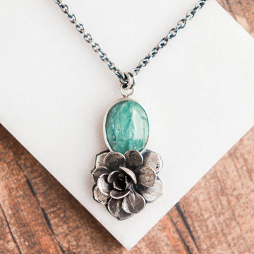 Blue Kyanite & Succulent Necklace