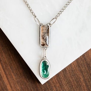 Kyanite & Dendritic Agate Rectangle Necklace