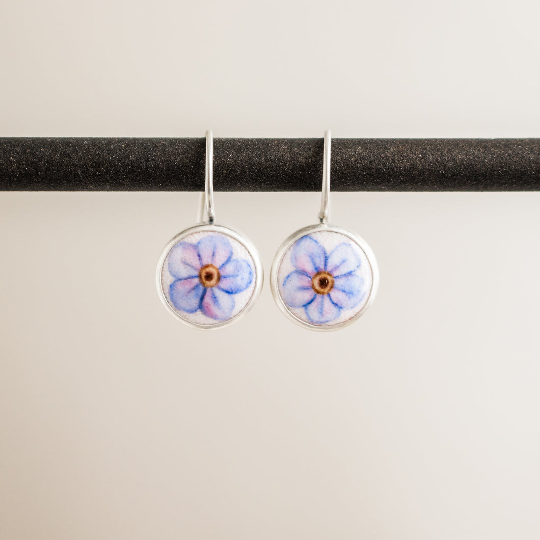 Forget Me Not Enamel Earrings