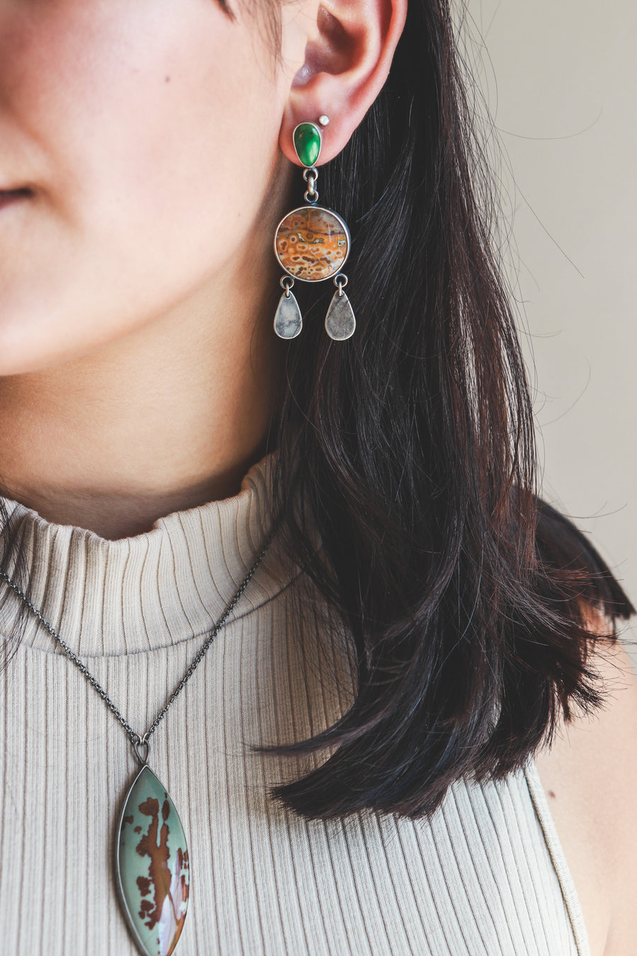 Sonoran Turquoise + River Jasper Earrings