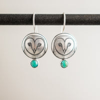 Barn Owl Earrings with Turquoise