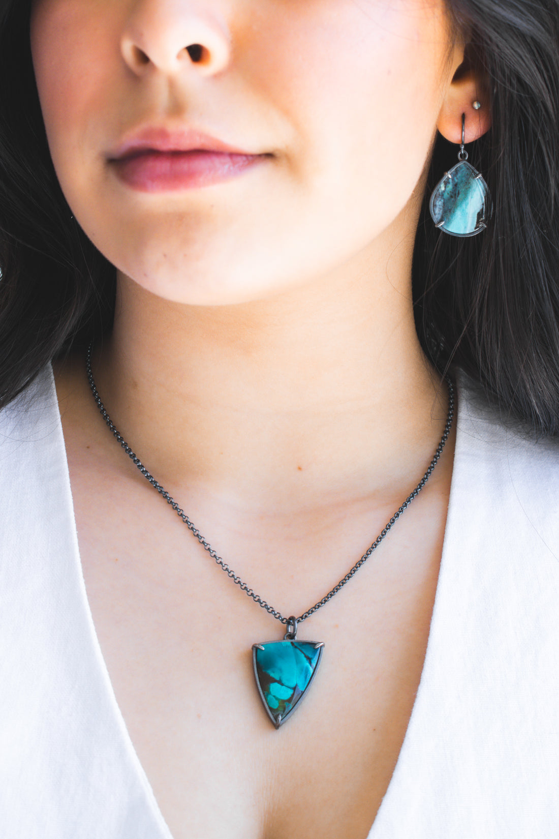 Opalized Cholla Wood Triangle Necklace