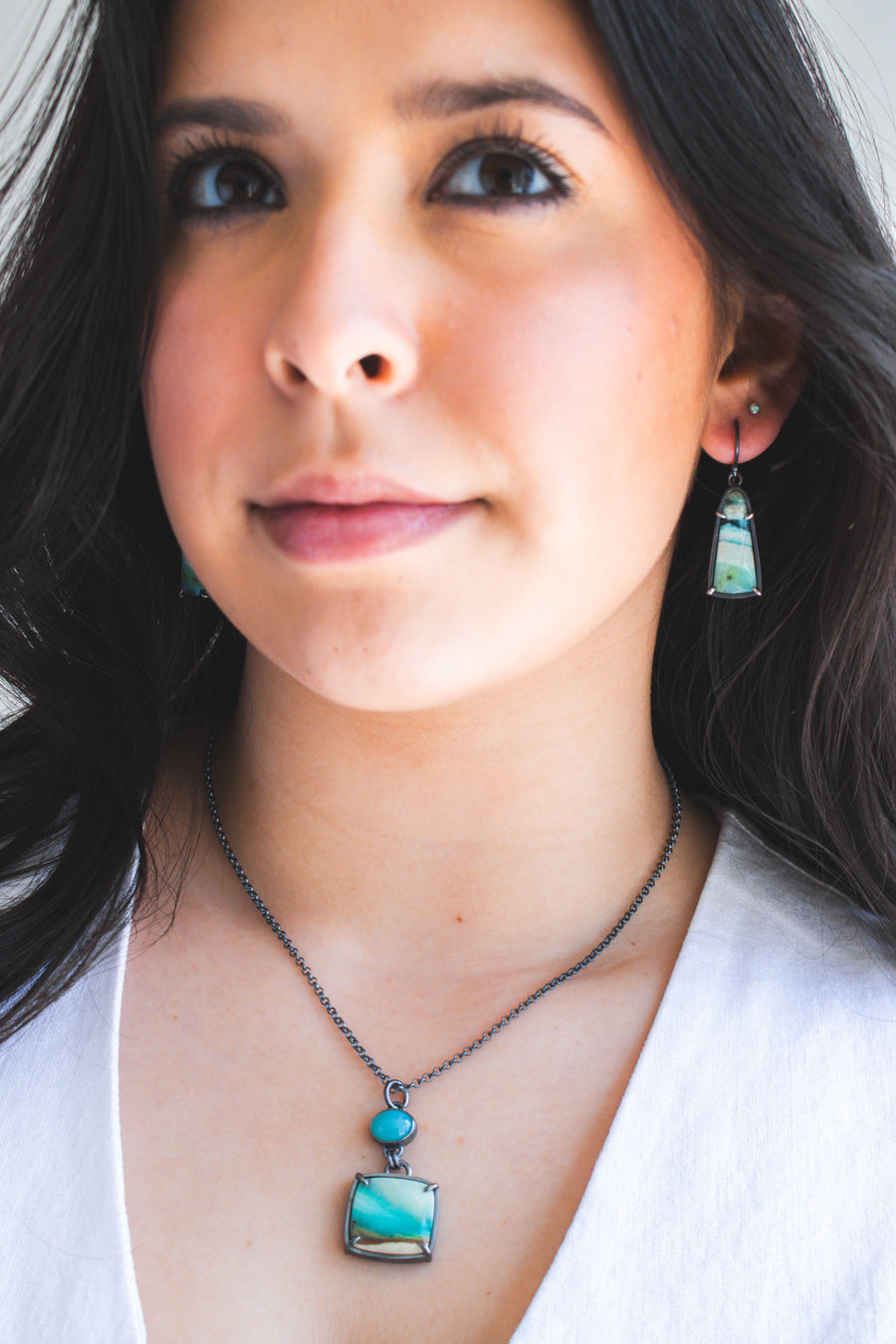 Opal Wood Short Earrings