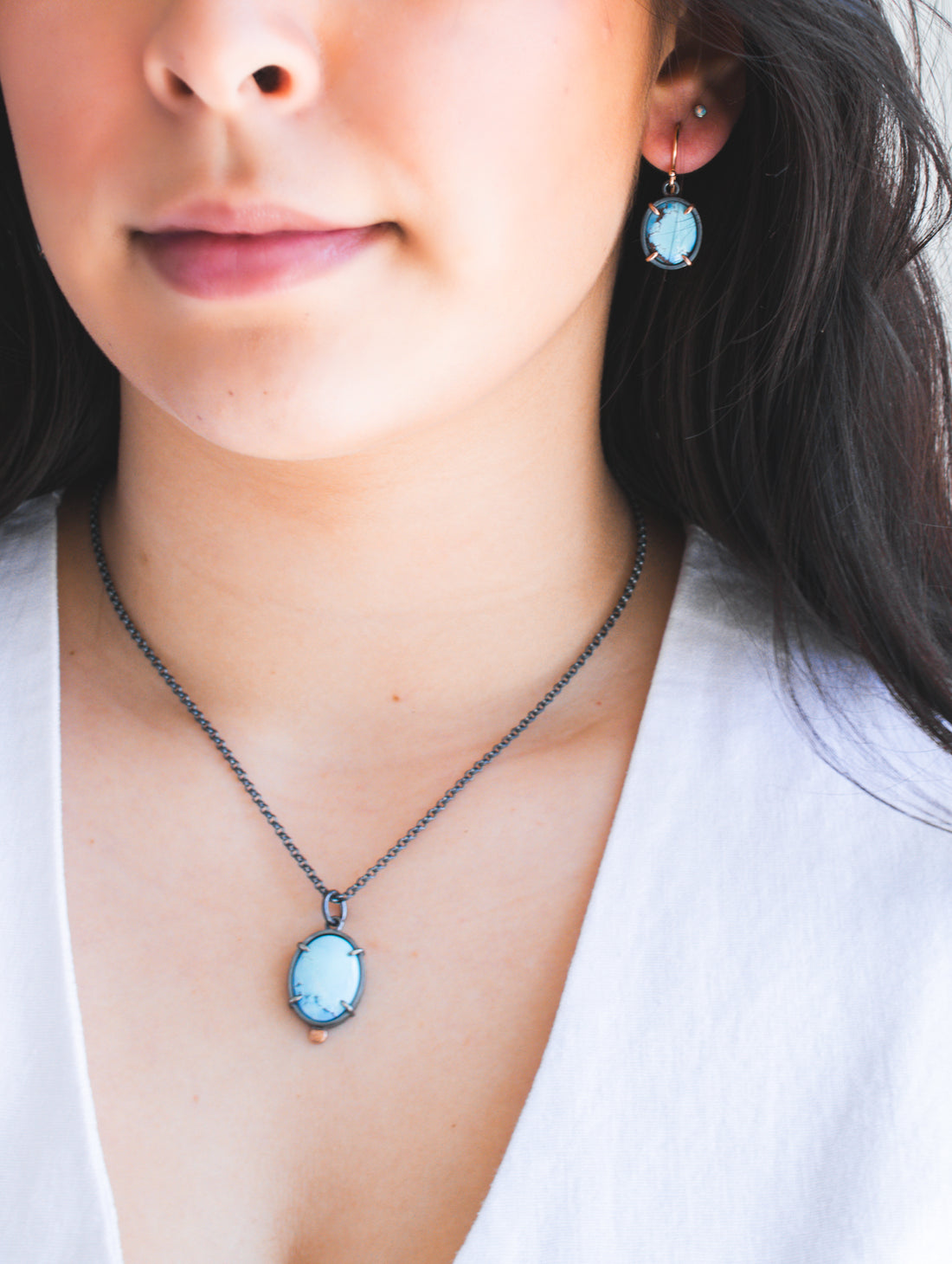 Golden Hill Turquoise Rose Gold Earrings